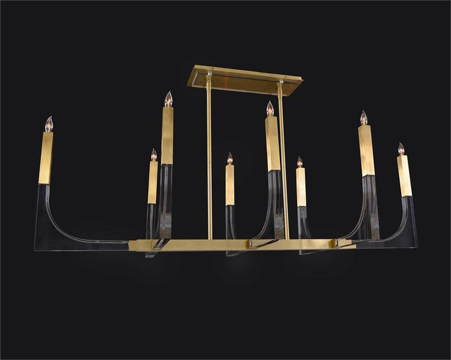 Genesis: Acrylic Eight-Light Chandelier with Antique Brass - Maison Vogue
