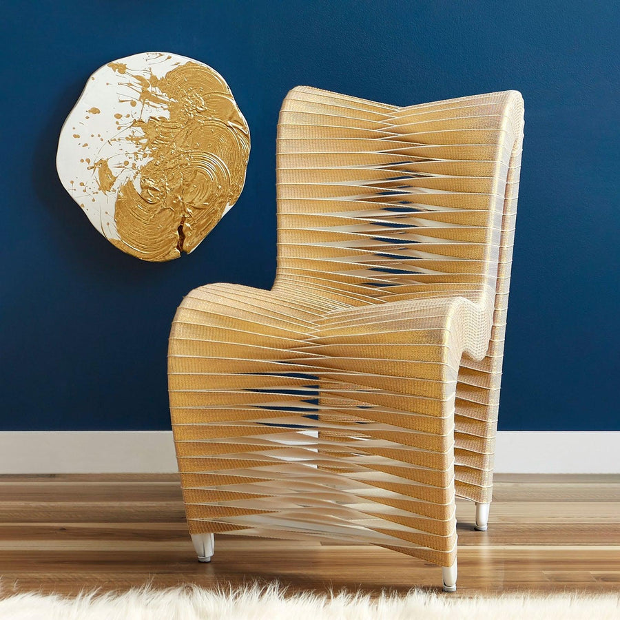 Seat Belt Dining Chair, Gold, Metallic - Maison Vogue