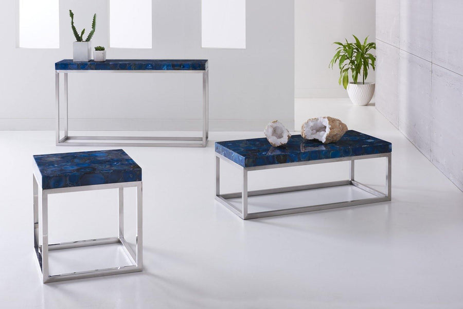 Agate Console Table Stainless Steel Base - Maison Vogue
