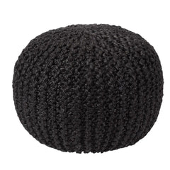 Azene Black Jute Pouf - Maison Vogue