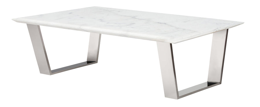 Catrine Coffee Table-White Marble/Stainless Steel Base - Maison Vogue