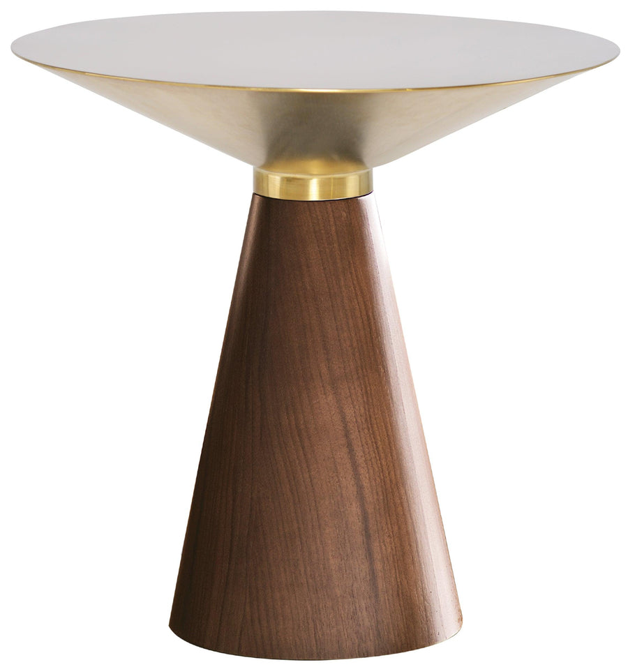 Iris Side Table-Gold Top/Walnut - Maison Vogue