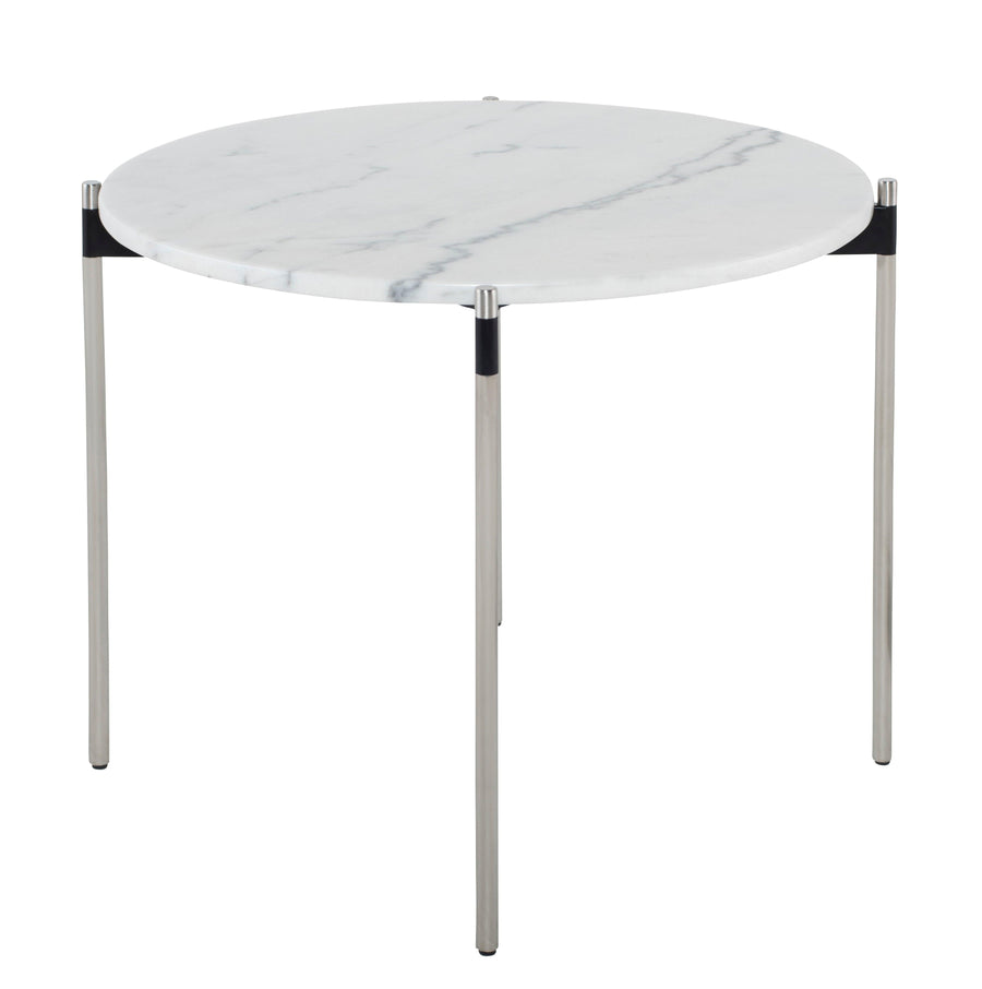 Pixie Side Table-White Marble/Stainless Steel - Maison Vogue