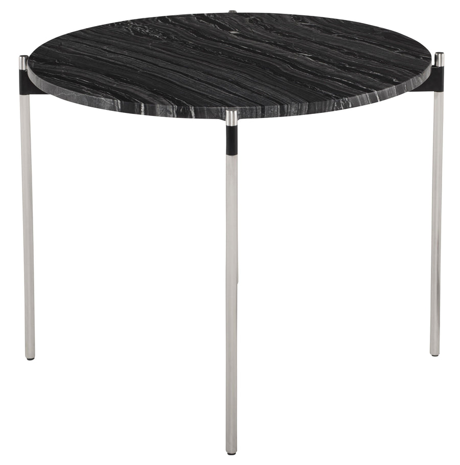 Pixie Side Table-Black Wood Vein Marble/Stainless Steel - Maison Vogue