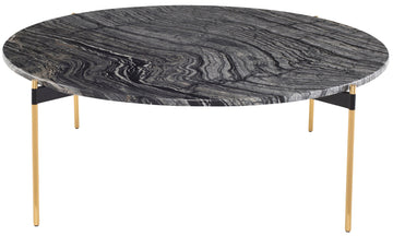 Pixie Coffee Table-Black Wood Vein Marble/Gold - Maison Vogue