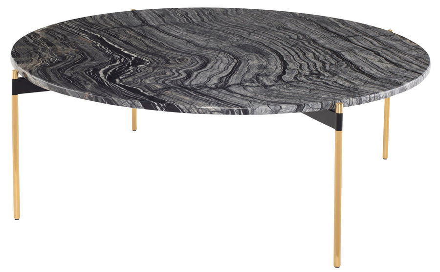 Pixie Coffee Table-Black Wood Vein Marble/Gold - Maison Vogue