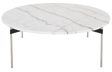 Pixie Coffee Table-White/Stainless Steel - Maison Vogue