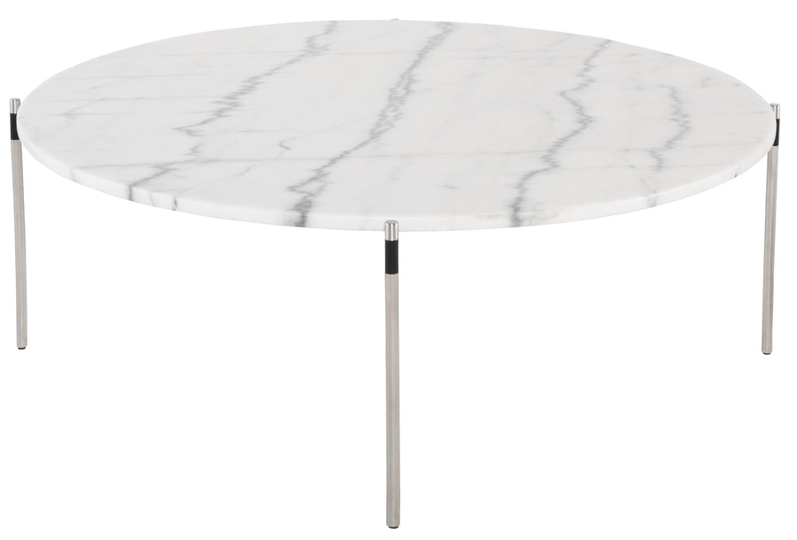 Pixie Coffee Table-White/Stainless Steel - Maison Vogue