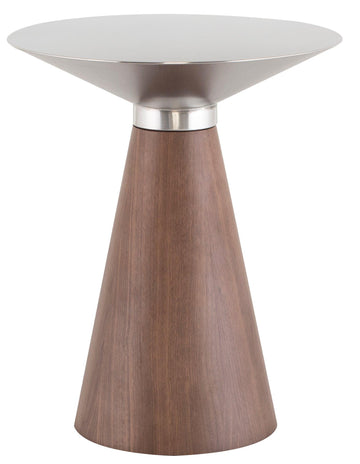 Iris Side Table-Stainless Top/Walnut - Maison Vogue