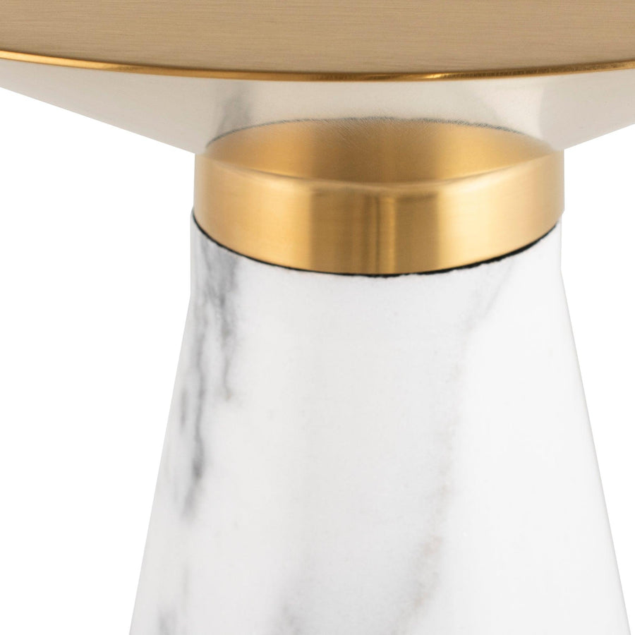 Iris Side Table-White Marble/Gold 15.8