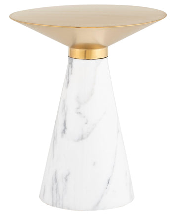 Iris Side Table-White Marble/Gold 15.8