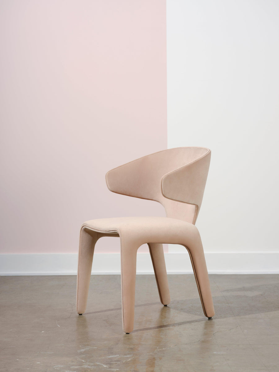 Bandi Dining Chair-Peach Velour - Maison Vogue