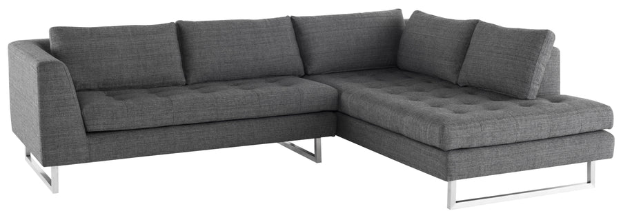 Janis Sectional (LAF)-Dark Grey Tweed/Stainless Steel - Maison Vogue