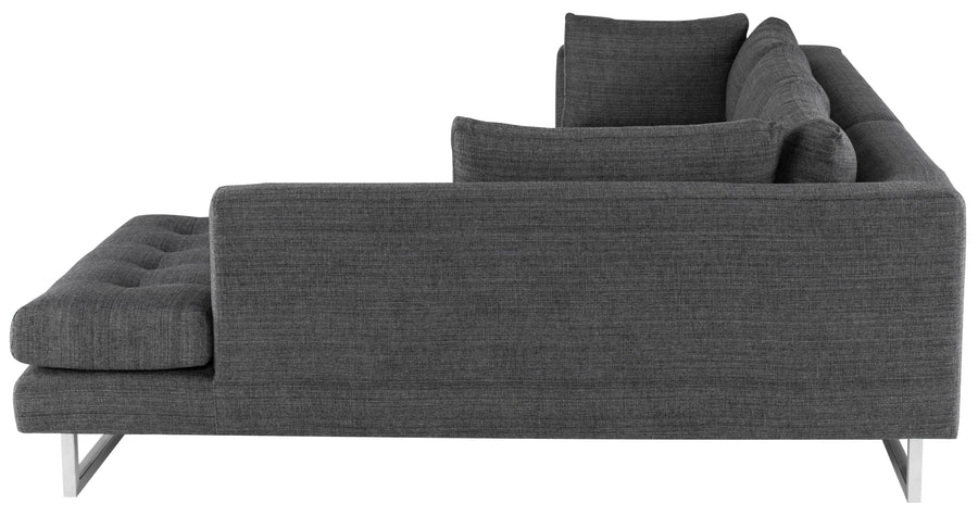 Janis Sectional (LAF)-Dark Grey Tweed/Stainless Steel - Maison Vogue