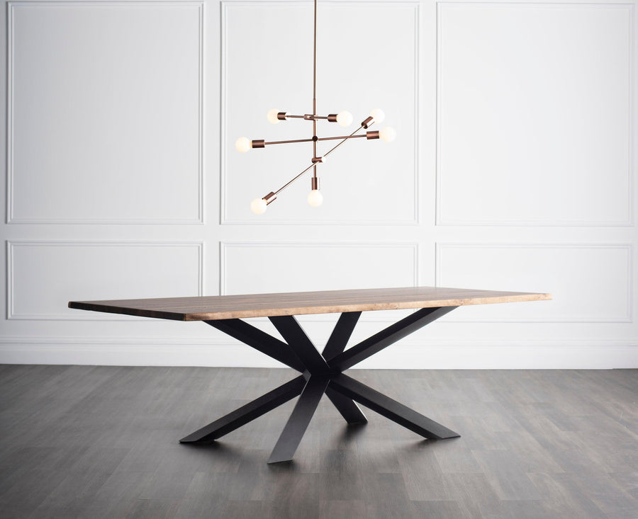 Couture Dining Table-Seared Oak Top/Black Matte Base 96