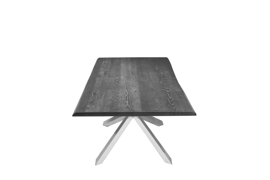 Couture Dining Table=Oxidized Grey Top/Stainless Steel Base 96