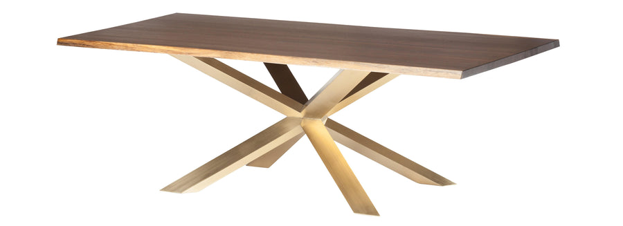 Couture Dining Table-Seared Oak Top/Gold Base 96
