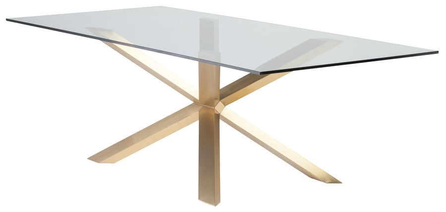 Couture Dining Table- Glass Top/Gold Base 94.5