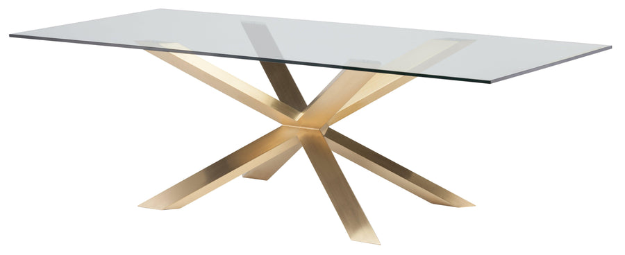 Couture Dining Table- Glass Top/Gold Base 94.5