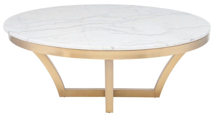 Aurora Coffee Table-White Marble/Gold Base - Maison Vogue