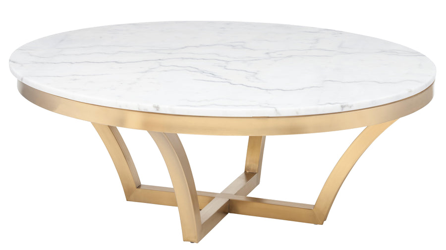 Aurora Coffee Table-White Marble/Gold Base - Maison Vogue