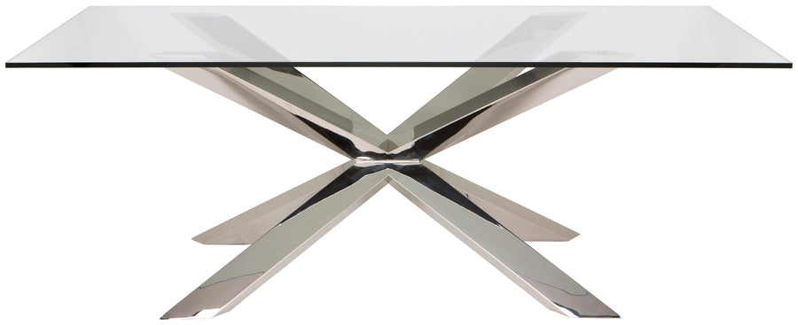 Couture Dining Table-Glass Top/Stainless Steel Base 94.5