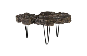 Round Top Coffee Table Black Wash Finish - Maison Vogue