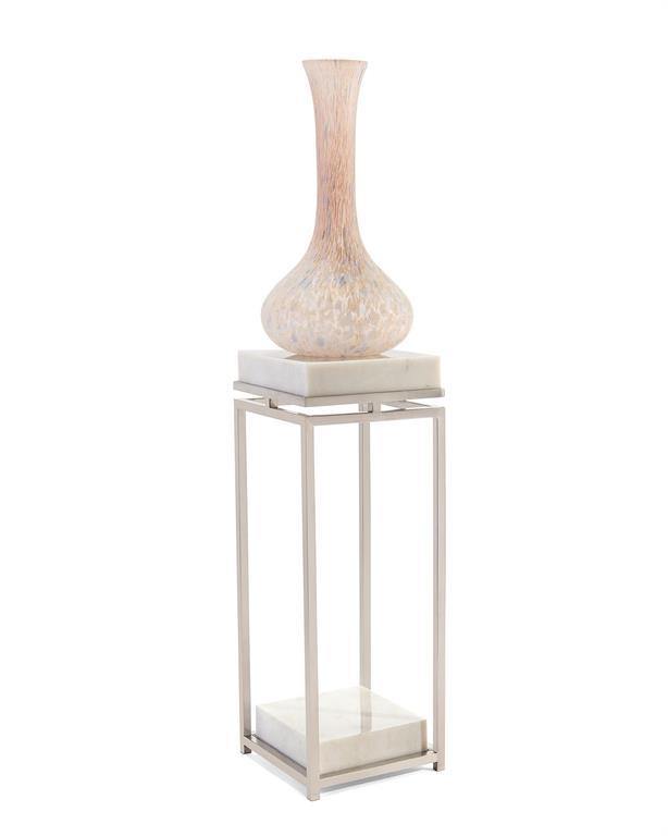 Elegant Stainless Steel and Marble Pedestal - Maison Vogue