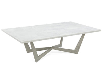 Cocktail Table in Nickel With Marble Top - Maison Vogue