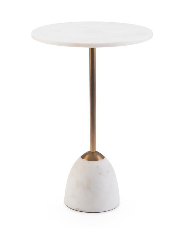 Brass and Marble Martini Side Table - Maison Vogue