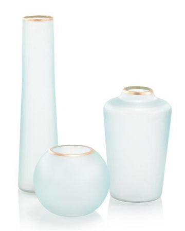 Set of Three Whisper Blue Glass Vases - Maison Vogue