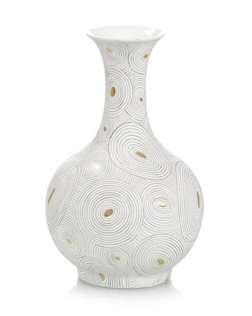 White Porcelain Vase with Gold I - Maison Vogue