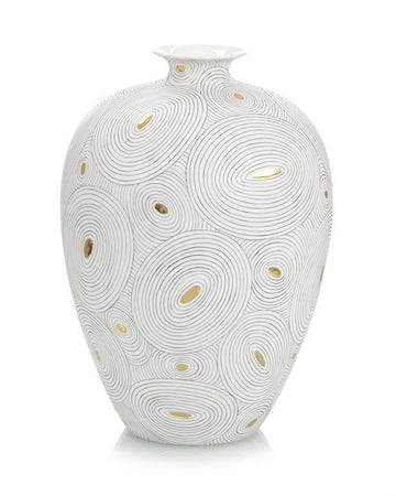 White Porcelain Vase with Gold II - Maison Vogue