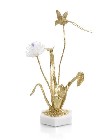 Flower and Hummingbird Sculpture - Maison Vogue