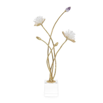 Quartz and Amethyst Floral Sculpture - Maison Vogue