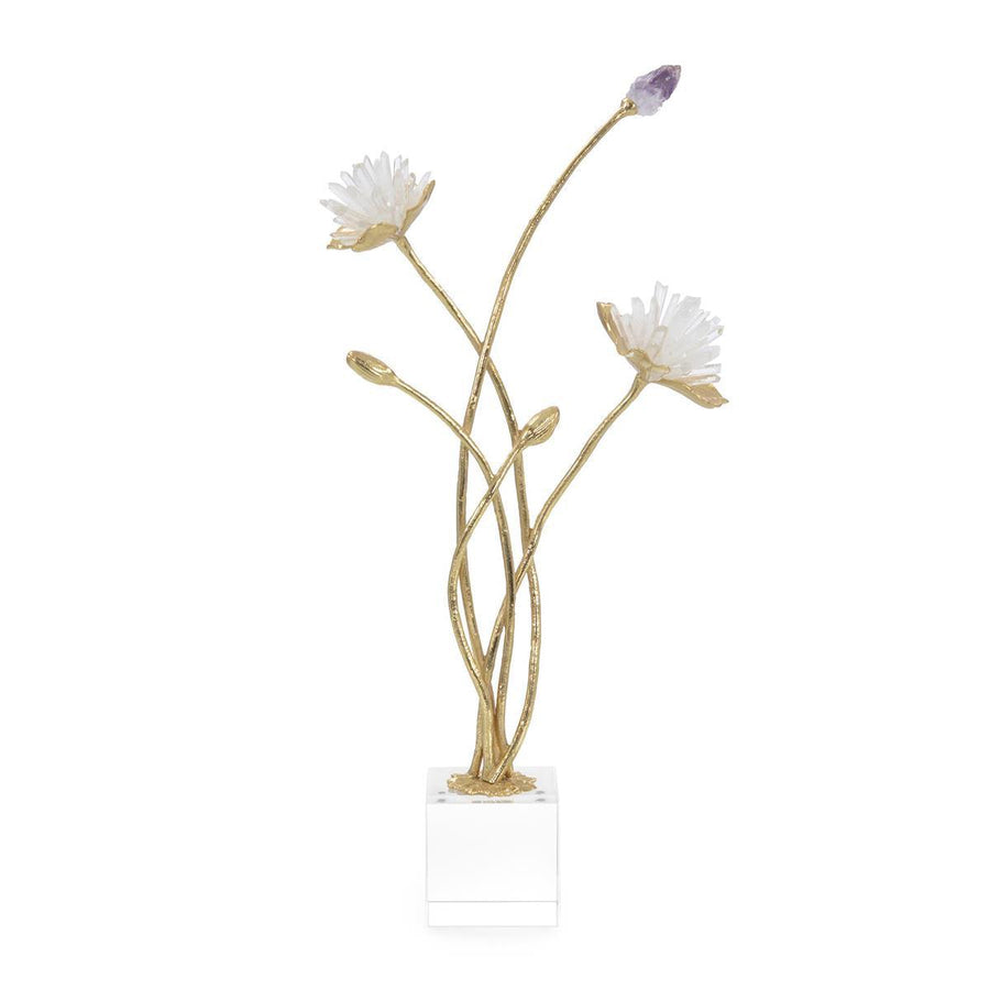 Quartz and Amethyst Floral Sculpture - Maison Vogue