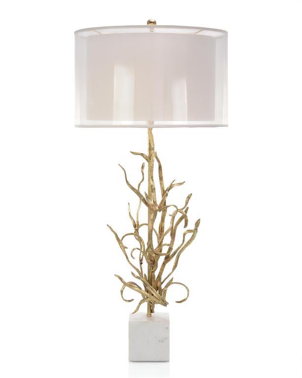 Swirling Reeds in Brass Table Lamp - Maison Vogue