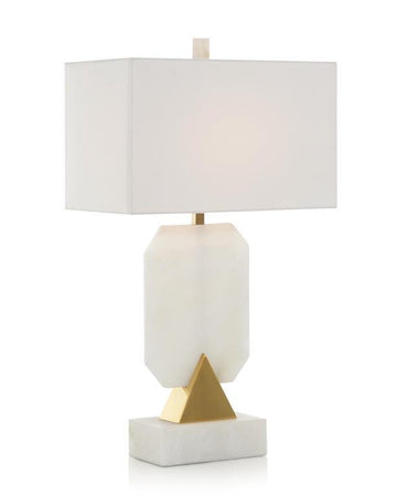 Emerald-Cut Alabaster Table Lamp - Maison Vogue