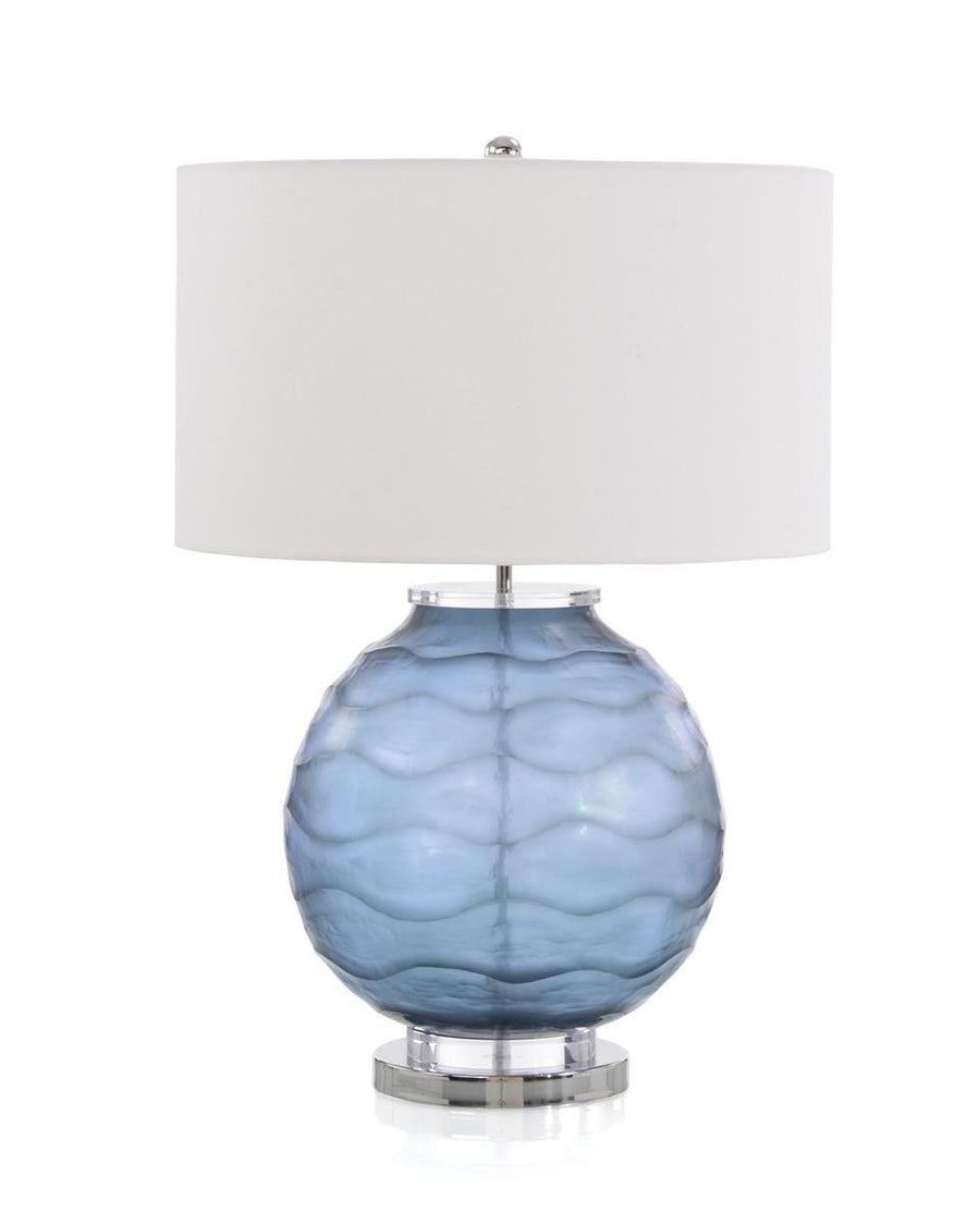 Carved Prussian Blue Table Lamp - Maison Vogue
