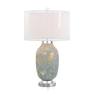 Robin's-Egg Blue Speckled Glass Table Lamp - Maison Vogue