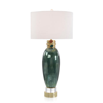 Jeweled-Collar Table Lamp in Illusion Green - Maison Vogue