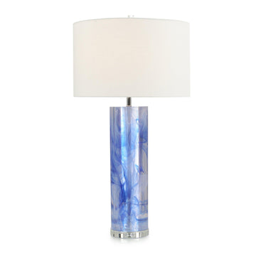 Cylinder Blue and Clear Resin Table Lamp