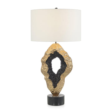 Hammered Gold and Black Geode Table Lamp - Maison Vogue