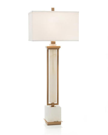 Coffee Bronze and White Alabaster Buffet Lamp - Maison Vogue