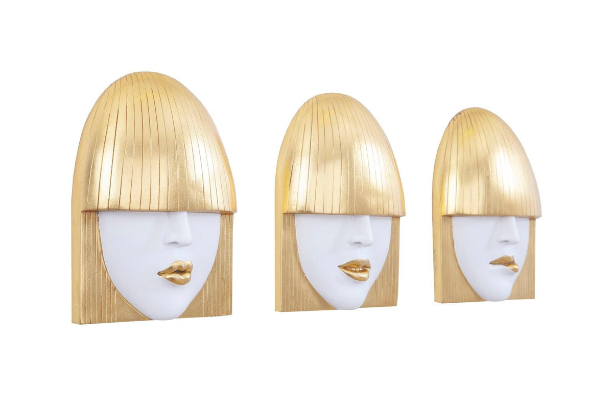 Fashion Faces Small Gold Wall Art Set - Maison Vogue