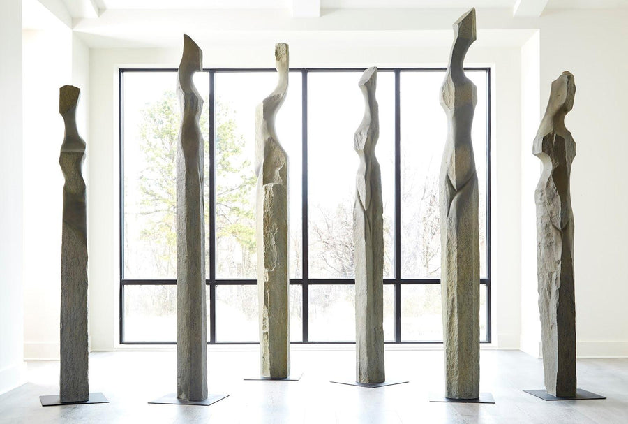 Cast Women Sculptures, C , Colossal, Splinter Stone Finish - Maison Vogue