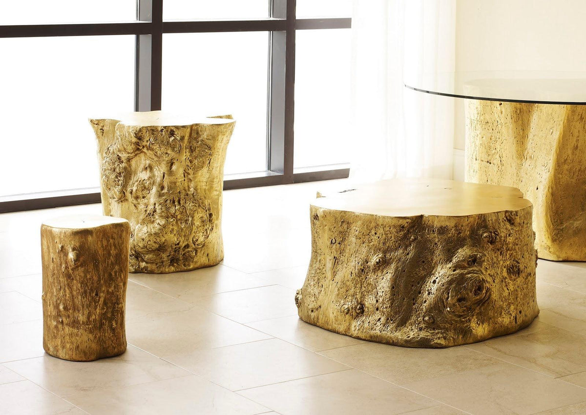 Log Small Gold Stool - Maison Vogue