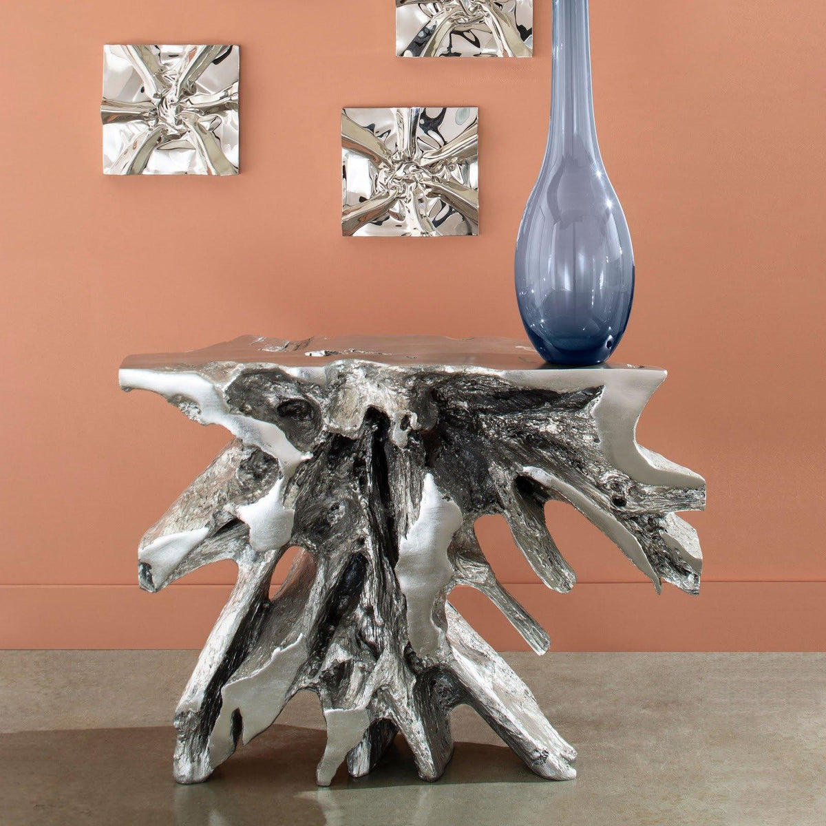 Luxe Freeform Console Table Silver Leaf - Maison Vogue