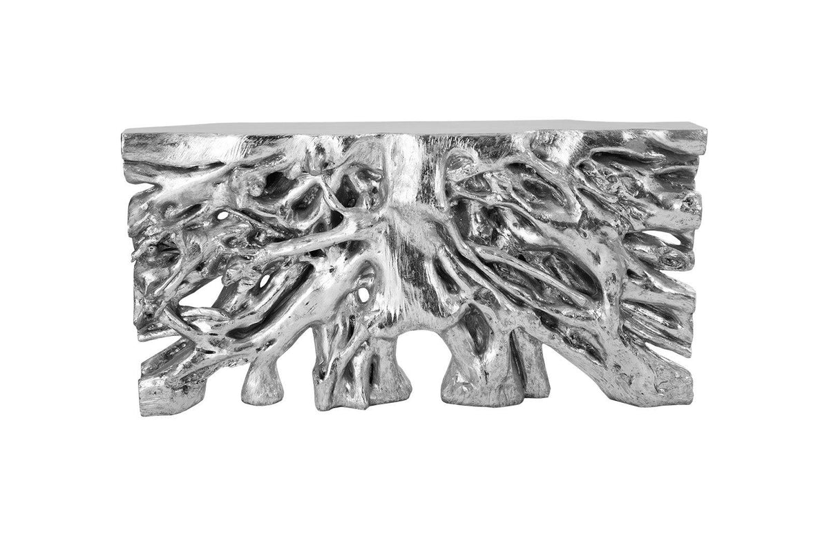 Square Root Console Table Silver Leaf - Maison Vogue