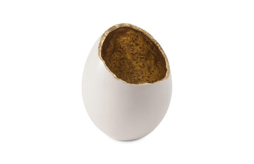 Broken Egg Vase White and Gold Leaf - Maison Vogue